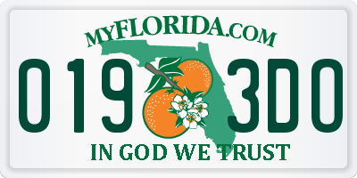 FL license plate 0193DO