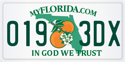 FL license plate 0193DX