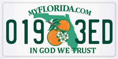 FL license plate 0193ED