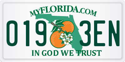 FL license plate 0193EN