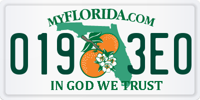 FL license plate 0193EO