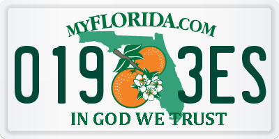 FL license plate 0193ES