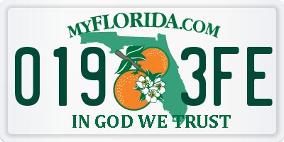 FL license plate 0193FE