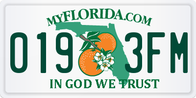 FL license plate 0193FM