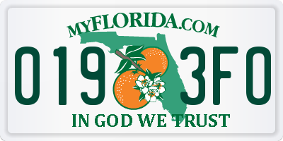 FL license plate 0193FO