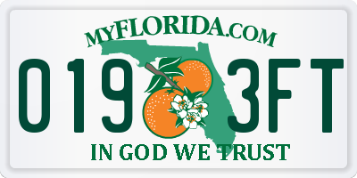 FL license plate 0193FT