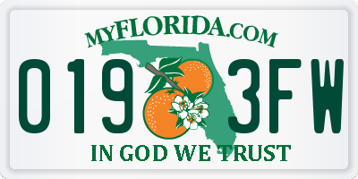 FL license plate 0193FW