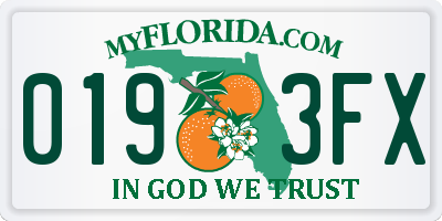 FL license plate 0193FX