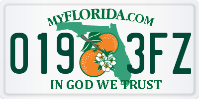 FL license plate 0193FZ