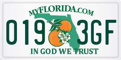 FL license plate 0193GF