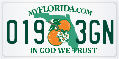 FL license plate 0193GN