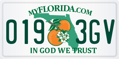 FL license plate 0193GV