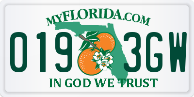 FL license plate 0193GW