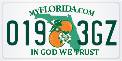 FL license plate 0193GZ