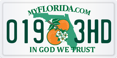 FL license plate 0193HD