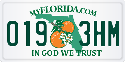 FL license plate 0193HM