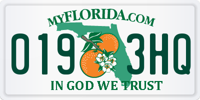 FL license plate 0193HQ