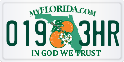 FL license plate 0193HR