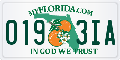 FL license plate 0193IA