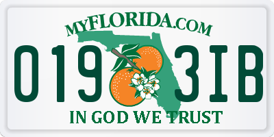 FL license plate 0193IB