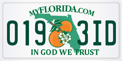 FL license plate 0193ID