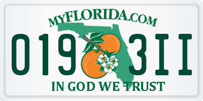 FL license plate 0193II