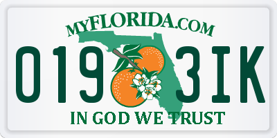 FL license plate 0193IK