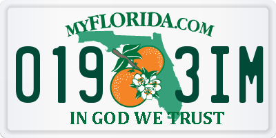 FL license plate 0193IM
