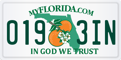 FL license plate 0193IN