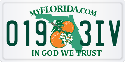 FL license plate 0193IV
