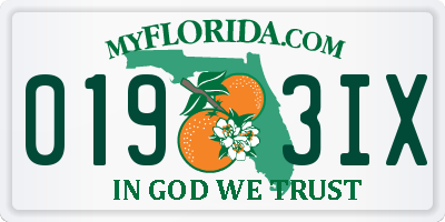 FL license plate 0193IX
