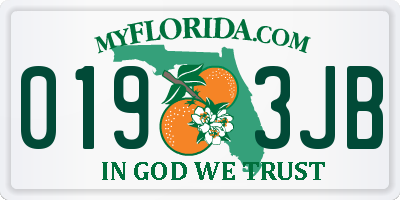 FL license plate 0193JB
