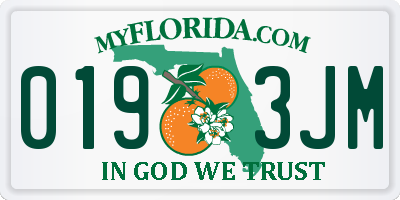 FL license plate 0193JM