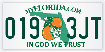 FL license plate 0193JT