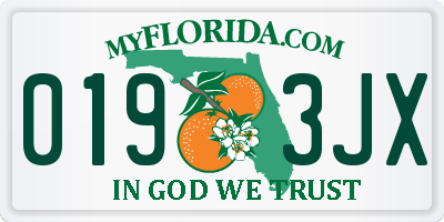 FL license plate 0193JX