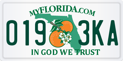FL license plate 0193KA