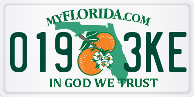 FL license plate 0193KE