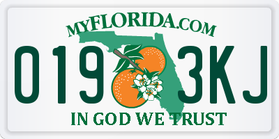 FL license plate 0193KJ