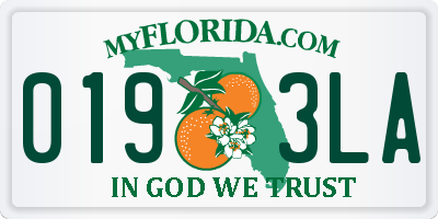 FL license plate 0193LA