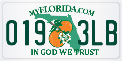 FL license plate 0193LB
