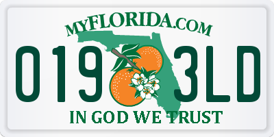 FL license plate 0193LD