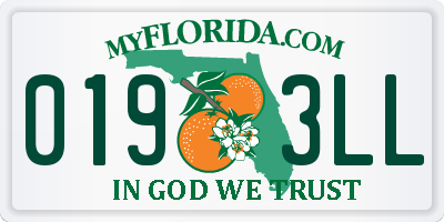 FL license plate 0193LL