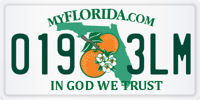 FL license plate 0193LM