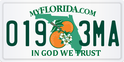 FL license plate 0193MA