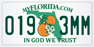 FL license plate 0193MM