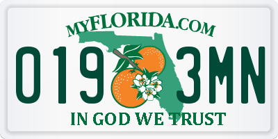 FL license plate 0193MN