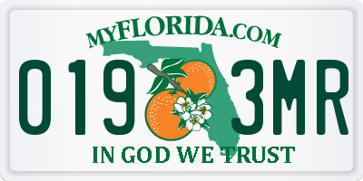 FL license plate 0193MR