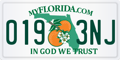 FL license plate 0193NJ