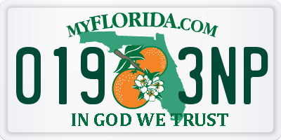 FL license plate 0193NP