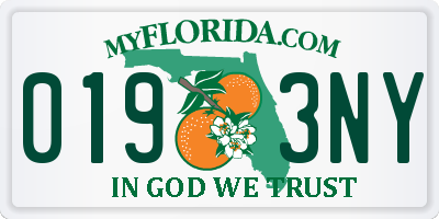 FL license plate 0193NY